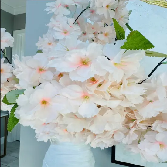 Sienna Cream Nude Blush Silk Cherry Blossom Flower 3 Branches Pack 40'' Inches Spring {5}