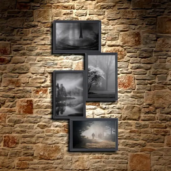 Black 4-Photo Collage Frame 8&frac14;" x 16&frac14;" &ndash; Versatile Vertical or Horizontal Hanging, Durable Lightweight Plastic {2}