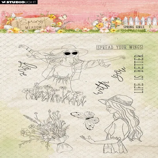 Studio Light Spring Meadow Clear Stamps 8/Pkg-Nr.772 Spring Girls {1}