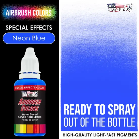 Neon Blue, Fluorescent Special Effects Acrylic Airbrush Paint, 1 oz. {2}