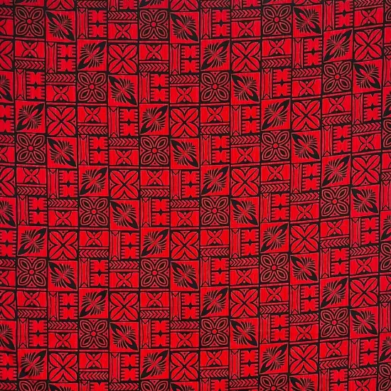 1 Yard Traditional Polynesian Tapa Pattern Cotton Fabric, 36" L x 45" W Orange / Black {5}
