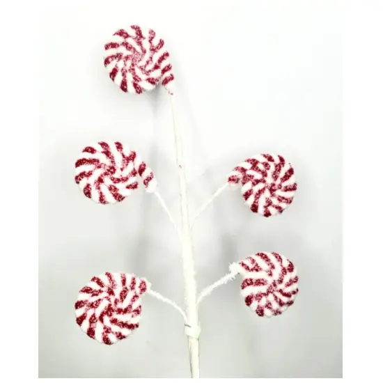 22" Red and White Cotton Candy Peppermint Disk Spray- Festive Holiday Decor-MTX64343 {2}