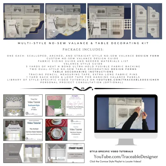 Multi-Style Cornice-Valance Making Kit for Scalloped, Arched, & Straight Window Treatments, No Sewing {3}