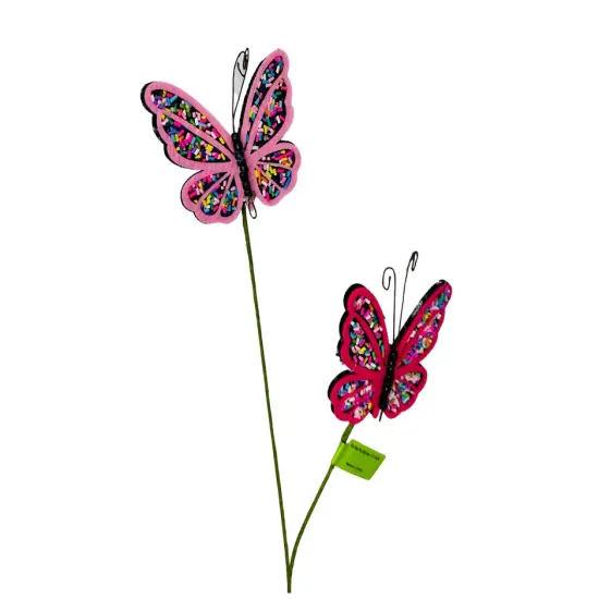 24" Pink Butterfly Spray - Vibrant Artificial Floral Accent - Perfect for Home Decor, Weddings, Parties, and Crafts-63286PK {1}