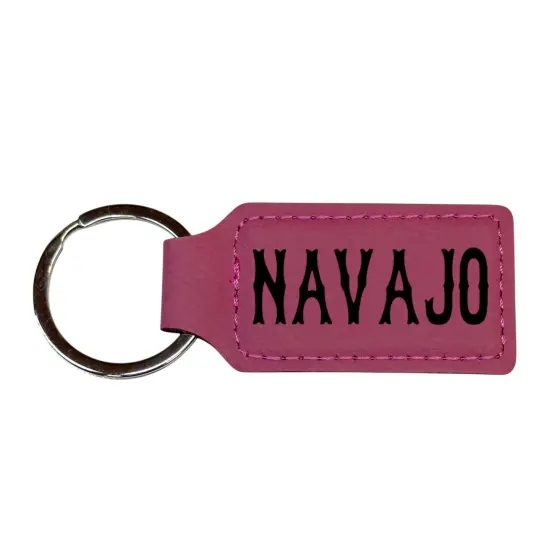 Keychain - Rectangle - Navajo - Leather Black/Silver {2}