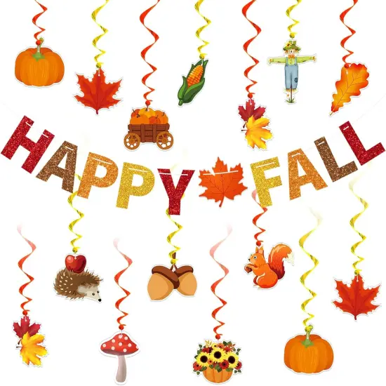 Happy Fall Glitter Banner (Multi Color) {1}