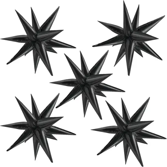 60 Pcs Star Balloons Explosion - 12 Point Cone Balloon (Black) {1}