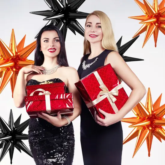 Star Shaped Balloons, Aluminum Foil Balloon(Orange Black) {5}