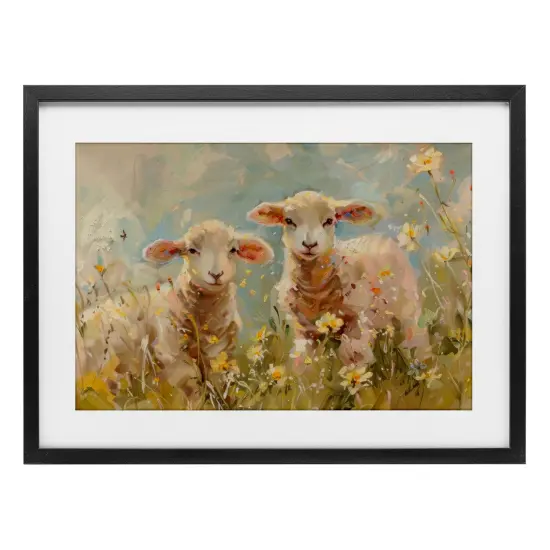Stupell Industries Spring Lambs in Meadow Framed Print Under Glass, design by LSR Design Studio {1}