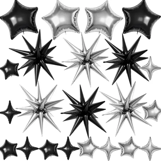22/18/10 Inch Star Foil Mylar Balloon(Black Silver) {1}