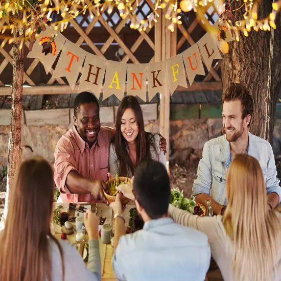 Fall Thanksgiving Burlap Banner (Multicolor) {5}