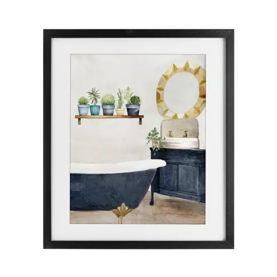 Stupell Industries Blue Tub Bathroom Scene Framed Print Under Glass, design by Kim Allen {1}