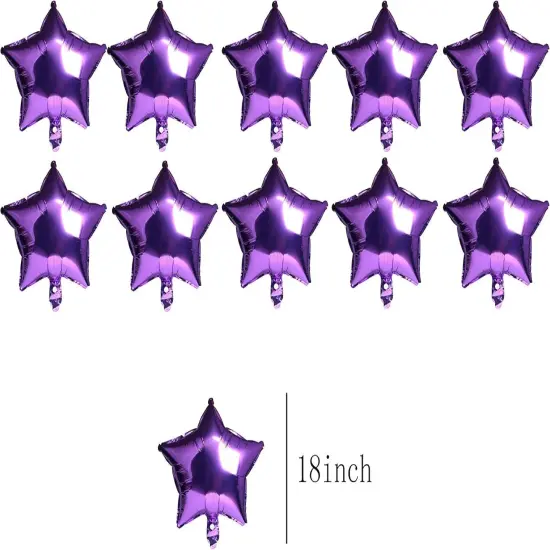 10Pcs Star Shape Mylar Foil Balloons - 18 Inch (Purple) {2}