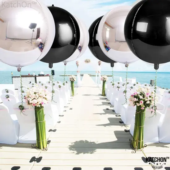 Large Black and Silver Balloons(Black and Silver) {2}