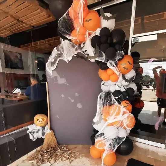 Halloween Boo Latex Balloon Arch Garland Kit (Orange Black White) {4}