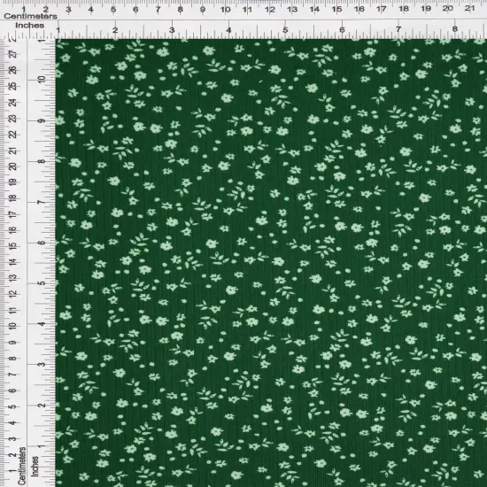 1 Yard Green 4X2 Yummy Rib Ditsy Floral Flower Stretch Knit Fabric 58/60 Inches Wide {3}