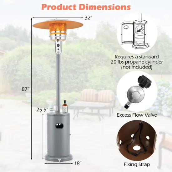 50000 BTU Round Table Design Propane Heater with Adjustable Temperature Knob Perfect for Outdoor Gatherings Brown {4}