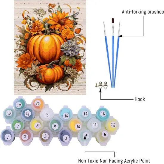 Paint by Numbers for Adults,Pumpkin Paint by Numbers Kits for Beginner,Autumn Paint by Number on Canvas for Holiday Home Wall Decor {4}