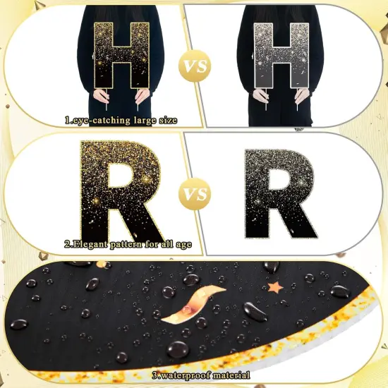 18 Pcs Happy Birthday Yard Signs with Stakes 2 x 5 M LED Lights Personalized Age Name Sign with 20 Number Stickers 14 Inch for Yard Lawn Garden Outdoor Decoration Party Supplies (Black Gold) {2}