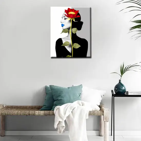 Paint by Number for Adults rose DIY Paint by Numbers for Beginner Kids Canvas for Black and White Symmetrical Pictures Painting Art Crafts Home decoration {2}