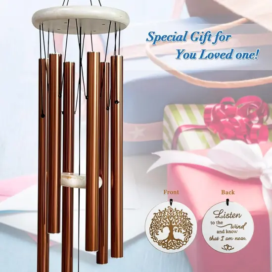Wind Chimes for Outside,33" Engraved Tree of Life Memorial Sympathy Gifts Wind Chimes for Loss of Loved One,Gifts for Mother/Father,Wind Chimes Outdoor for Home Yard Garden Decor(Copper) {4}