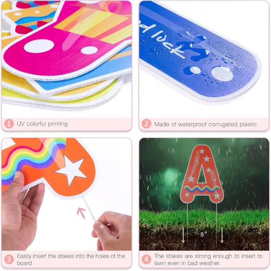 18Pcs Happy Birthday Yard Signs with Stakes 16&rdquo;Large Size,LED Lights 2 x 5 m and Personalized Signs, Birthday Letters for Yard Lawn Outdoor Decoration Party Supplies {3}