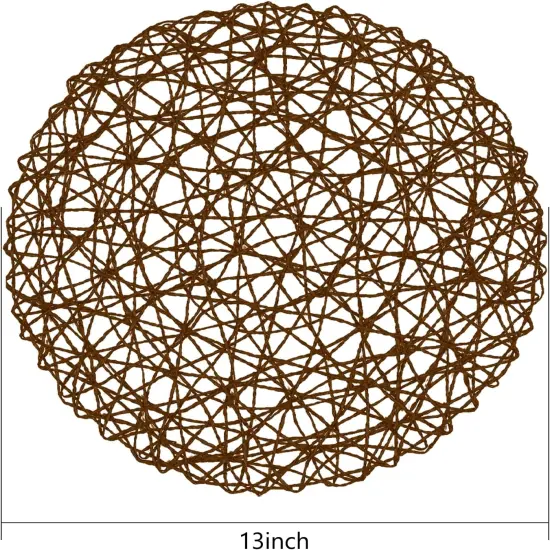 Paper Braided Round Placemats Set of 12 Natural Non-Slip Heat Resistant Table Mats for Dining Tables Woven Indoor & Outdoor Place mats(Coffee,12) {2}