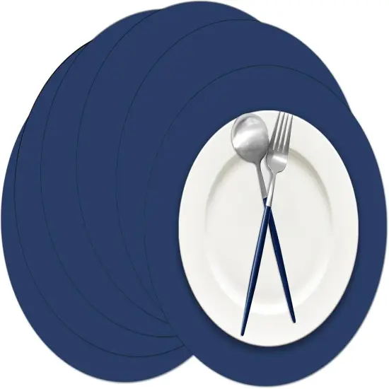 100 Pieces Navy Blue Paper Place Mats Blue Round Disposable Table Mats Decorative Placemats for Wedding Bridal Shower Navy Blue Birthday Party Dining Decor {1}