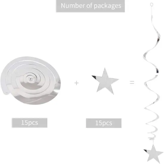 Silver Star Hanging Swirl Party Decorations {2}