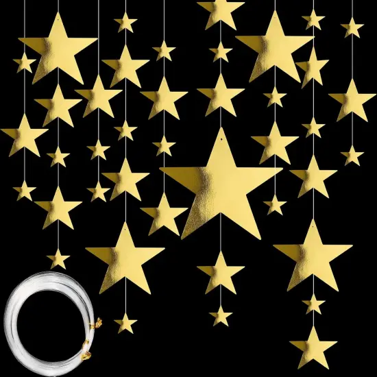 48 Pcs Gold Cardboard Stars Cutouts Party Decorations {1}