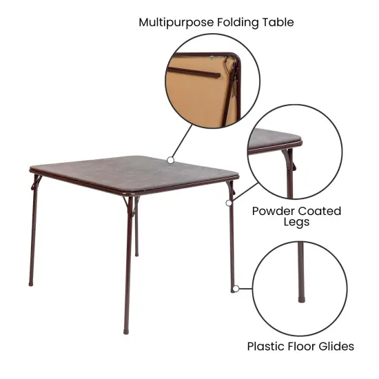 Emma and Oliver Foldable Card Table with Vinyl Table Top - Game Table - Portable Table {5}