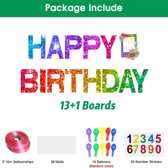 14Pcs Happy Birthday Yard Signs with Stakes, Flordeluna 16&rdquo; Large Size Birthday Lawn Sign, Happy Birthday Sign Personalized Age, Outdoor Birthday Decoration, Durable, Reusable {2}
