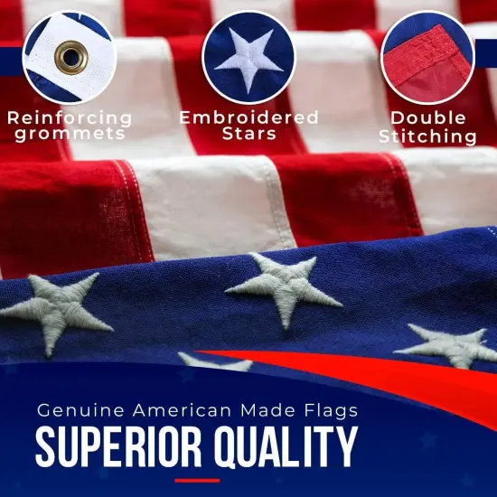 American Flag | American Flags for Outside 3X5 |100% Made in USA Flag - Premium US Flag 3X5 Heavy Duty Outdoor with Embroidered Stars and Sewn Stripes. {2}