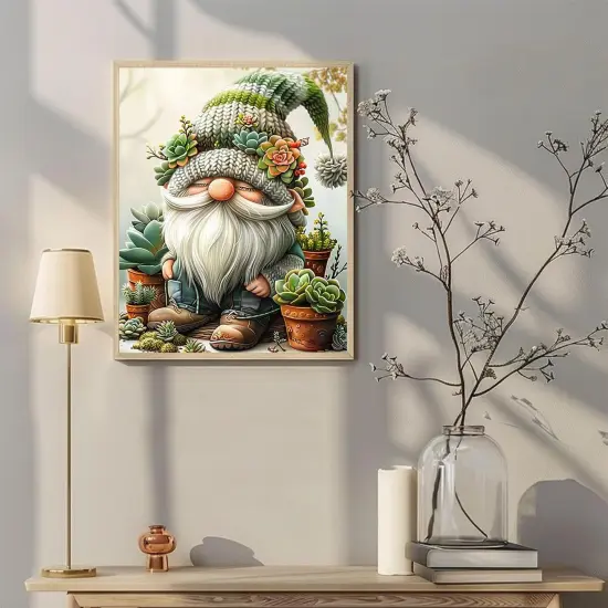 Painting by Number Kits for Adults Beginners-Succulents Plant Acrylic Oil Art Kits for Adults,Gnome Succulents Art Kits for Adults for Gift Home Wall Decor Gifts {3}