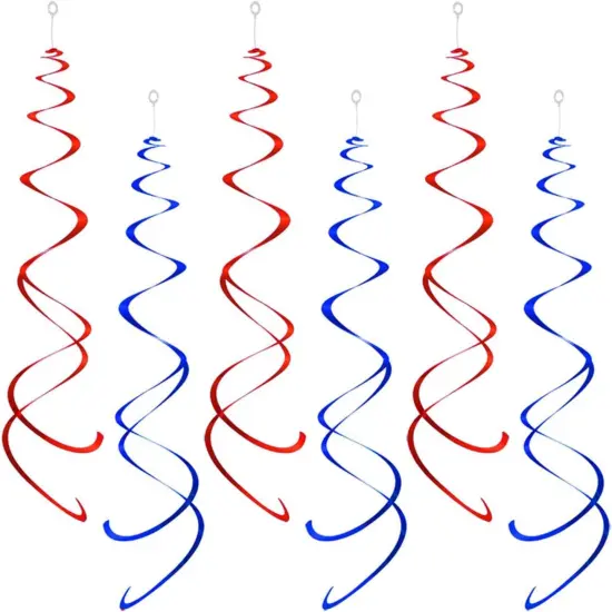 Party Swirl Decorations, Red and Blue Foil Ceiling Hanging Swirl Decoration {1}