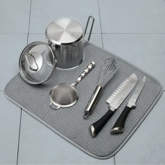 Norpro Washable Microfiber Dish Drainer Glass Drying Mat Pad {7}