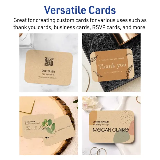 2-1/2" x 3-1/2" Rectangle Rounded Corners, Kraft Brown Business Cards {3}