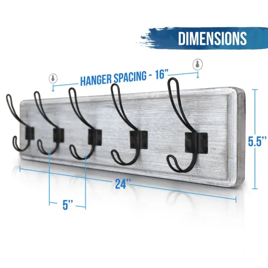 HBCY Creations Rustic Coat Rack with Hooks -Wall Mount Coat Rack - Solid Pine Wood Entryway Hanger - Farmhouse Coat Rack for Kitchen, Bedroom {7}