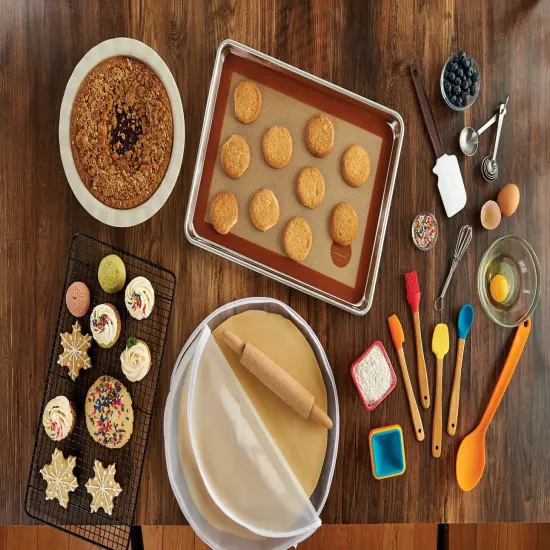 Mrs Anderson's 4pc Bamboo & Silicone Mini Tool Set - Spatula Baster Spoon Scraper {4}