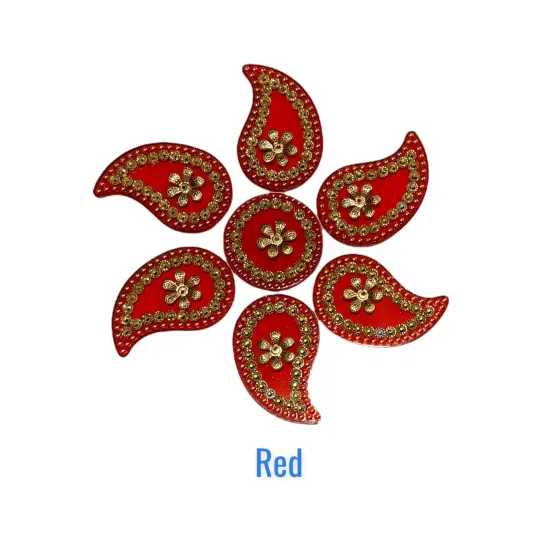 Acrylic Rangoli Set Indian Traditional Handmade Reusable Paisley Design Rangoli Diwali Navratri Home Temple Decor Floor Table Decoration - Deepawali Wedding Housewarming Gift (6.5 Inches) {5}