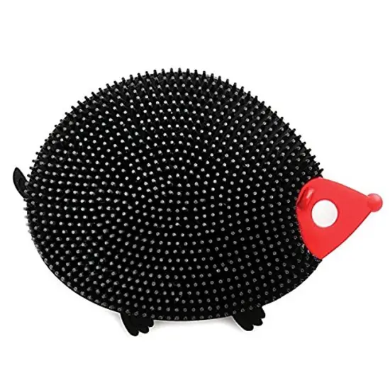 Norpro Silicone Dish Scrubbing Sponge / Vegetable Scrubber Brush - Black Hedgehog Shaped {1}