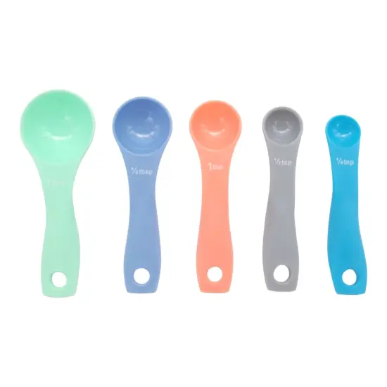 Handy Housewares 5 Piece Colorful Plastic Nesting Measuring Spoon Set - 1/4 tsp to 1 tbsp for Dry or Liquid Ingredients {5}
