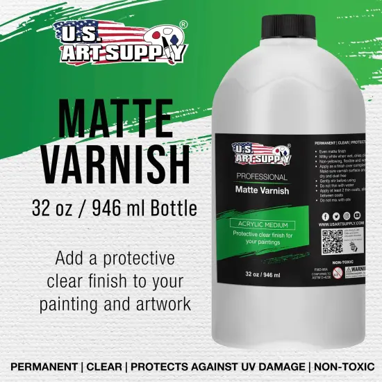 32 oz Matte Acrylic Varnish for Acrylic Painting, Permanent Clear Protection, Reduces UV & Photography Glare {2}