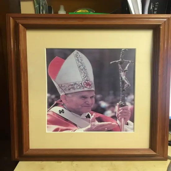 Framed John Paul II Wall Art - 11x14 Inch Inspirational Decor {3}