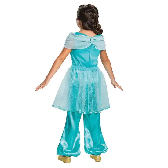 Jasmine Classic Child Costume Disney Princess Aladdin Toddler Jumpsuit Teal with Gold Trim {2}