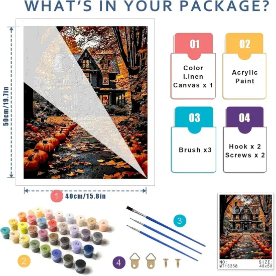 Landscape Paint by Number for Adults-Paint by Numbers for Adults Halloween,House Painting by Numbers for Gift Home Wall Decor(Halloween,16x20 inch) {2}