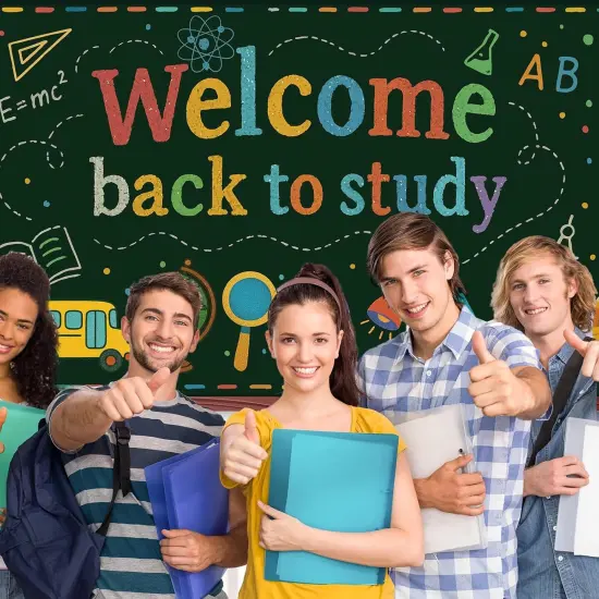 71x43in Welcome Back to Study Banner with Wire Photo Props {4}