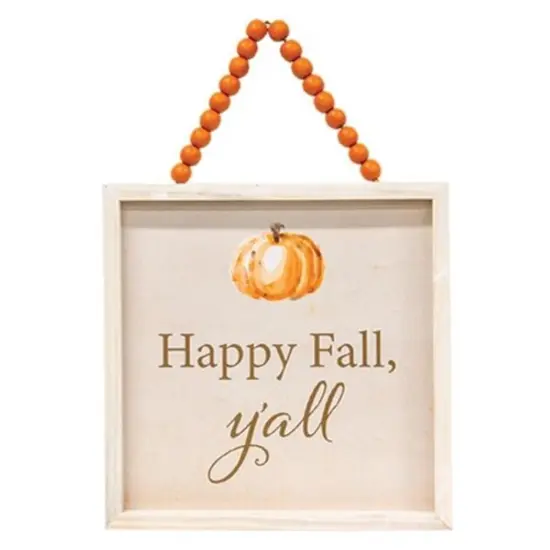 Autumn Beaded Signs with Pumpkin Graphic and Seasonal Text for Home Decor 2 Asstd. Bless All {5}