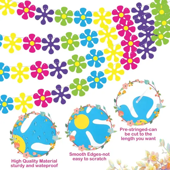 5 Pack Flower Paper Garland Kit Decorations 60's Hippie Party Banners {3}