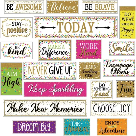 22 Pieces Classroom Sweet Motivational Gallery Signs, Confetti and Shine {1}